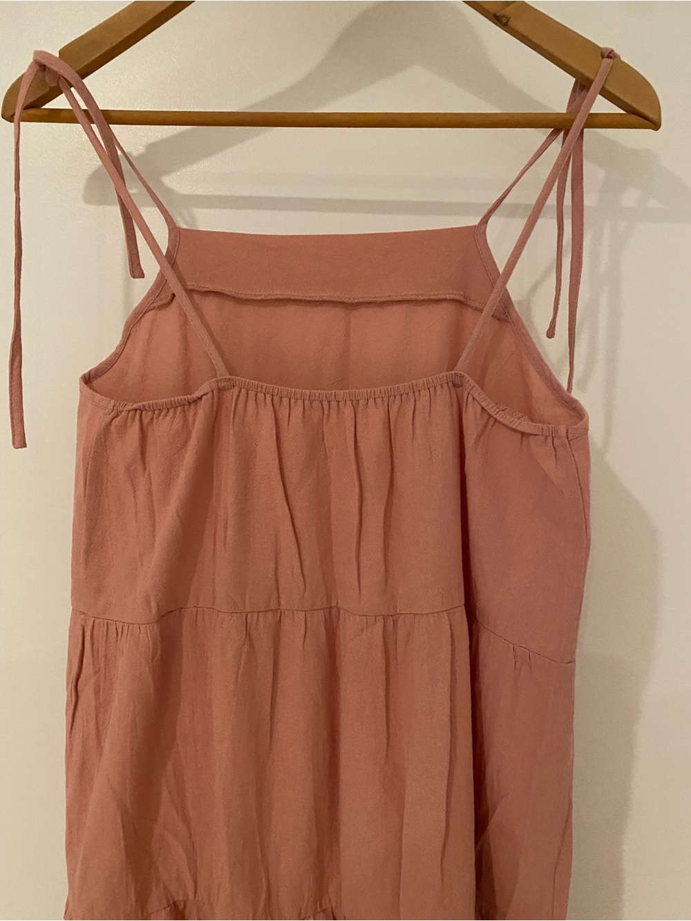 Cupshe Tie-Strap Tiered Coverup Dress in Dusky Rose